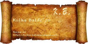 Kulka Balázs névjegykártya